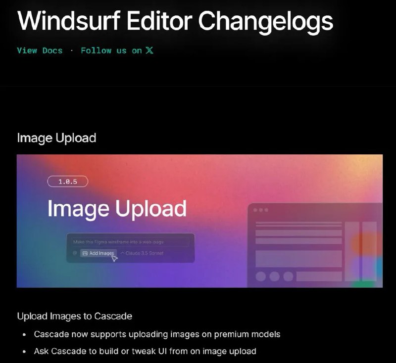 windsurf 更新了，现在支持上传图片了via VeryJack 碎语